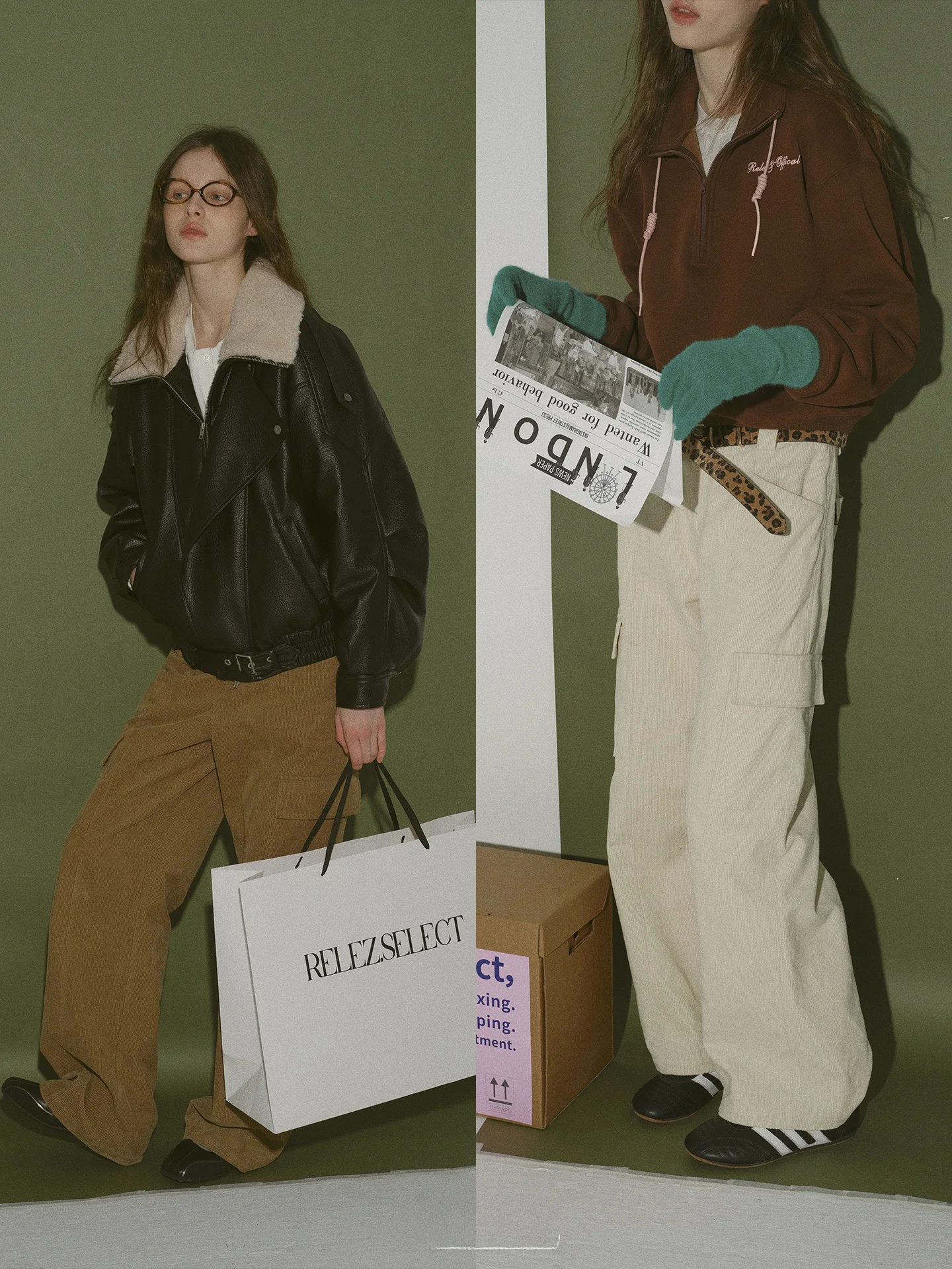 

Relez Retro Cotton Corduroy Loose Straight Leg Workwear Trousers for Women High Waist Casual Pants Versatile Comfortable Fit