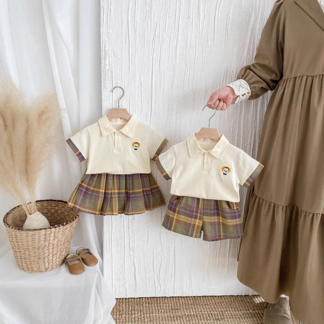 

Children's Summer Dress Academy Style Set 2025 New Sister and Brother Thin Style Baby Trendy Two Piece Set