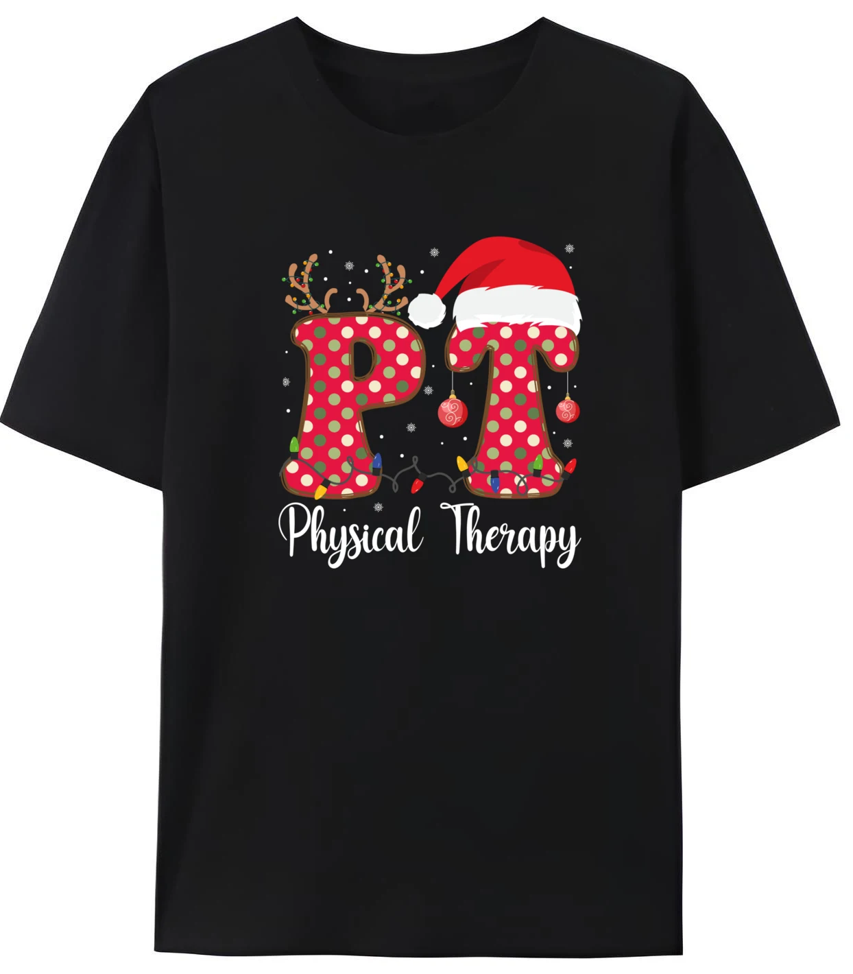 

Physical Therapy Christmas Groovy Pt Therapist Xmas Funny T-Shirt Mens Printed Leisure Daily Streetwear Top