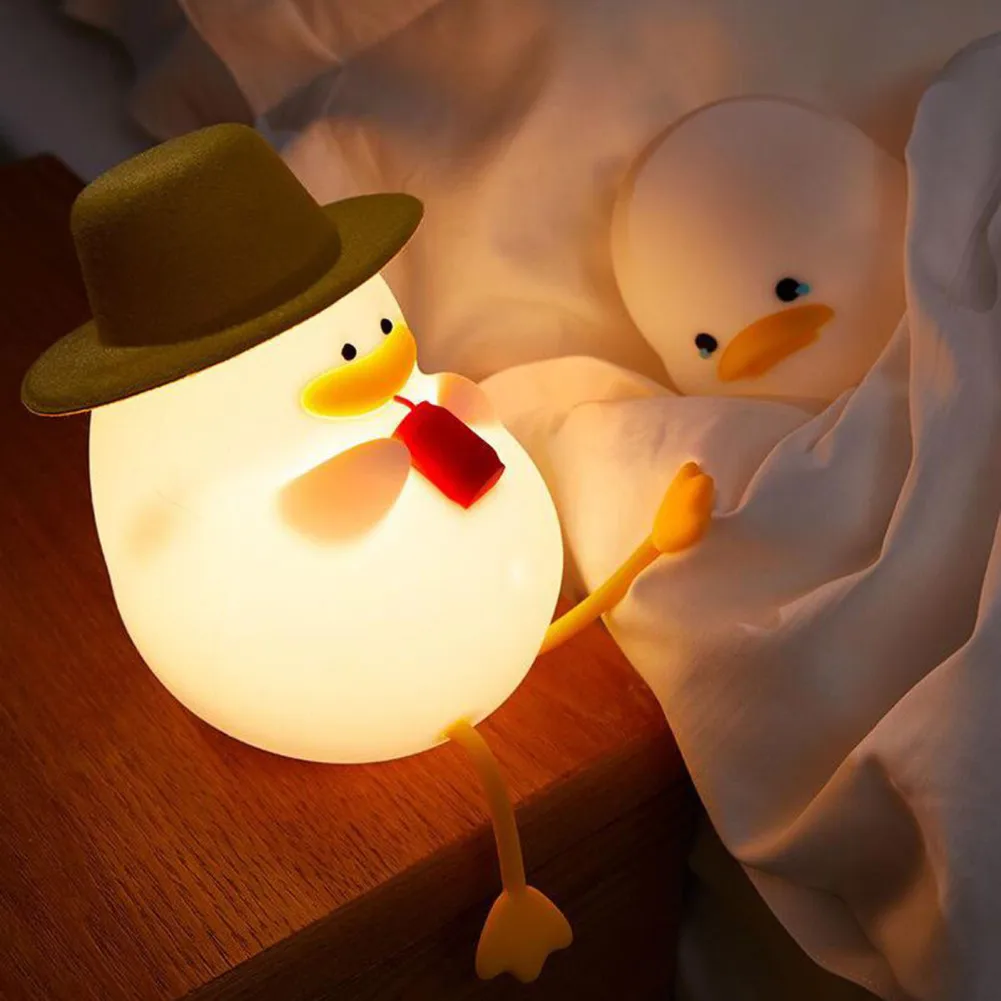 Lâmpada de cabeceira colorida para meninos e meninas, LED Night Light, 3 níveis de escurecimento, USB recarregável, Cute Duck Lighting for Kids