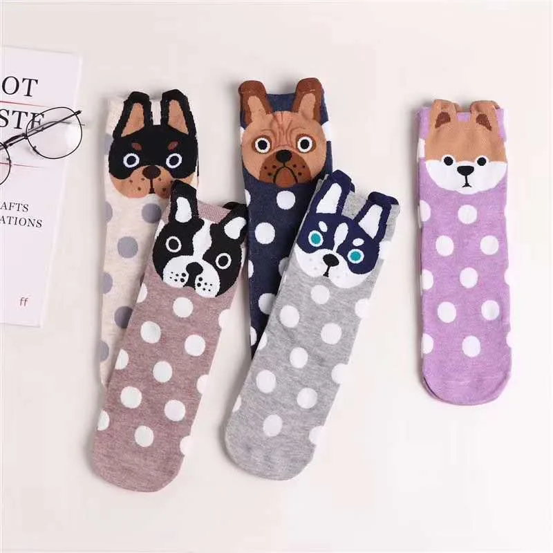 5 Pairs/Set Women Animal Cotton Socks Autumn Winter High Quality Casual Tube Socks Female Ladies Lovely Cartoon Socks