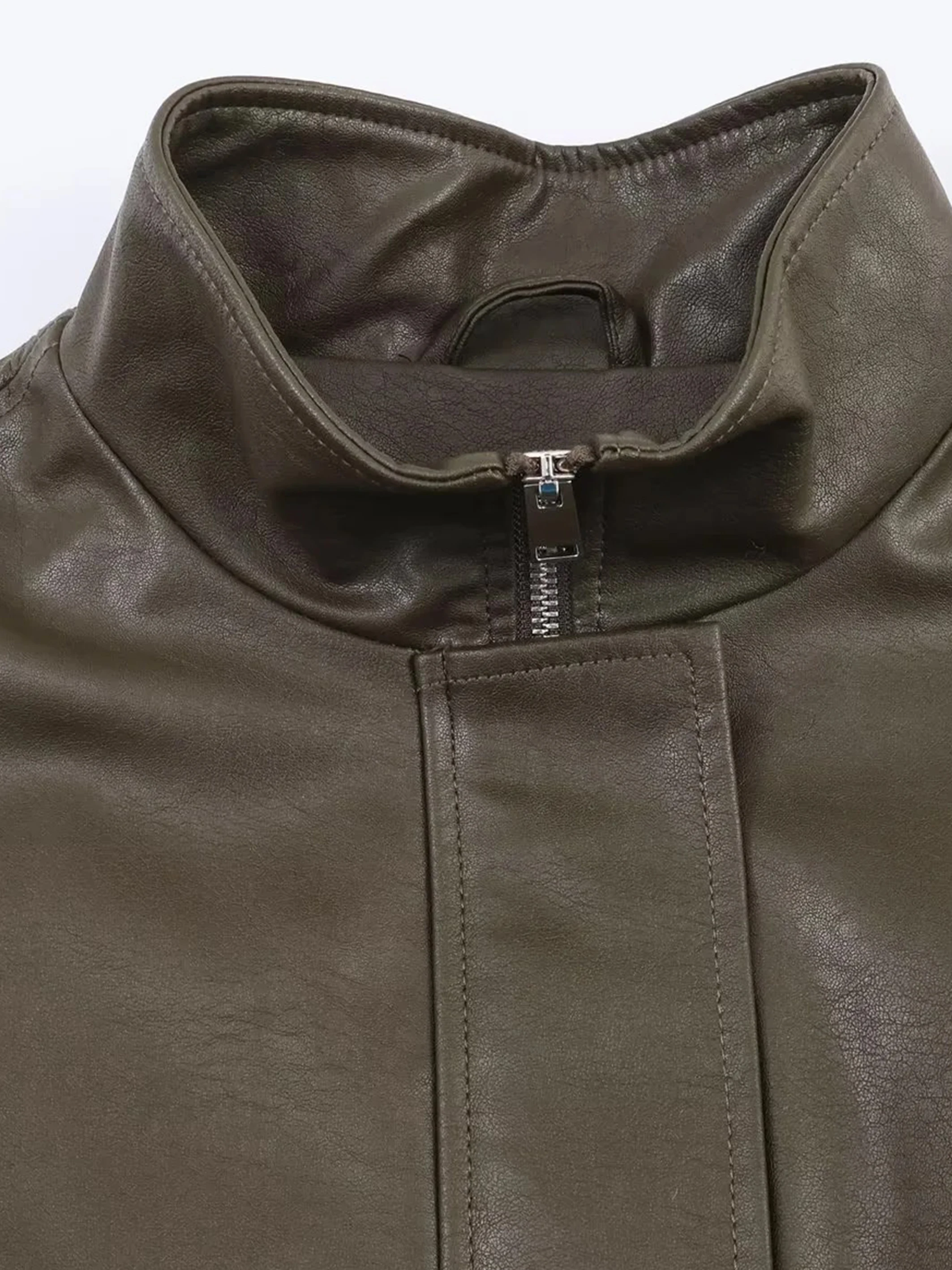 여성 신상 패션 PU 가죽 지퍼 재킷 레트로 바이커 스타일 단색 캐주얼 루즈핏 가을 신상품