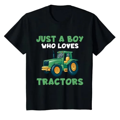 

Kids Farm Lifestyle Just A Boy Who Loves Tractors T-Shirt Cute Boys Fashion Graphic Tee Tops Sons Gifts Short Sleeve Blouses
