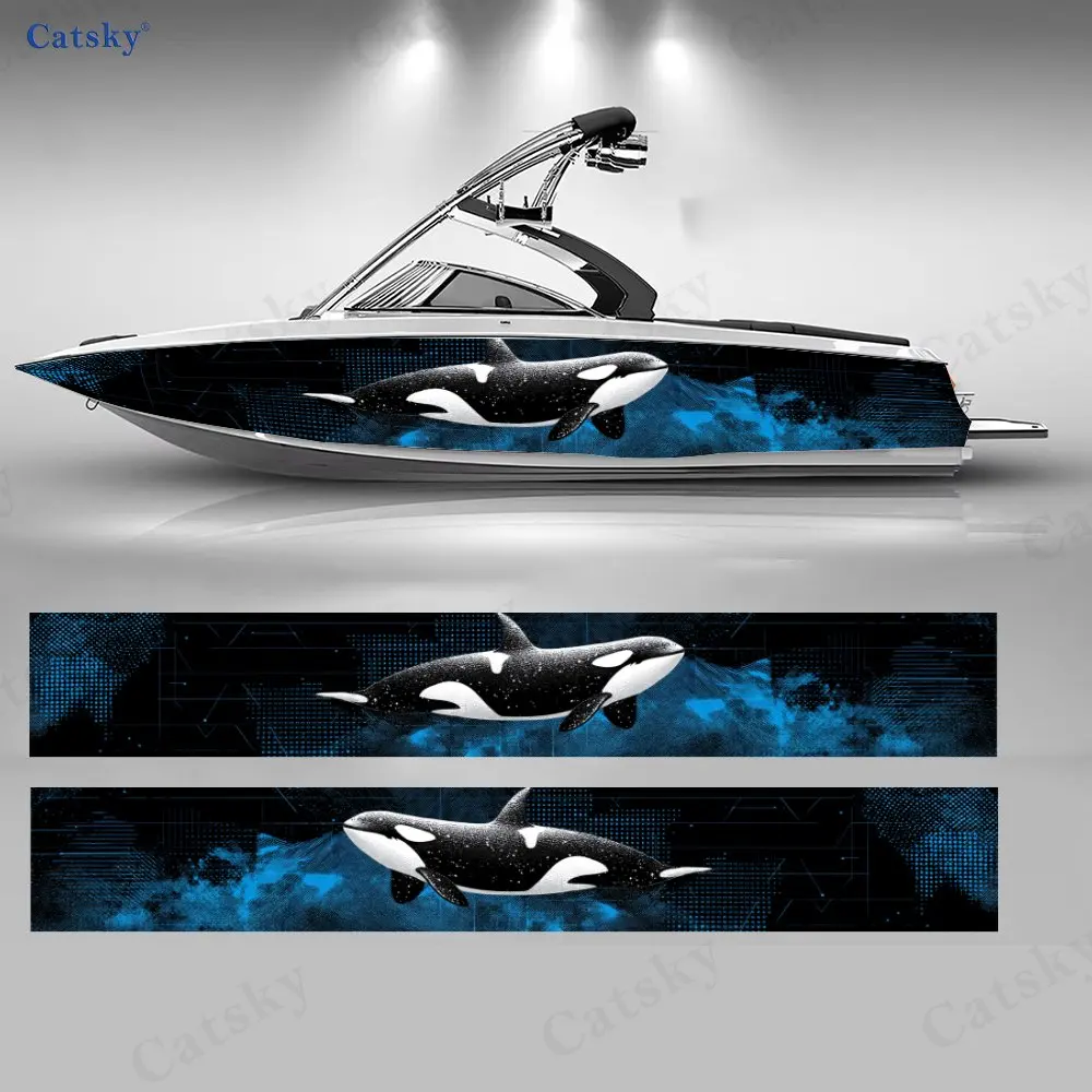 

Наклейки для глубоководных лодок Cyber Orca, водонепроницаемые и прочные виниловые наклейки из ПВХ для рыболовных судов, прочный и стильный дизайн