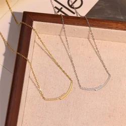 Gold Plated Smile Premium Stainless Steel Charm Necklace Sexy Personality Pendant Clavicular Chain For Women Decoration