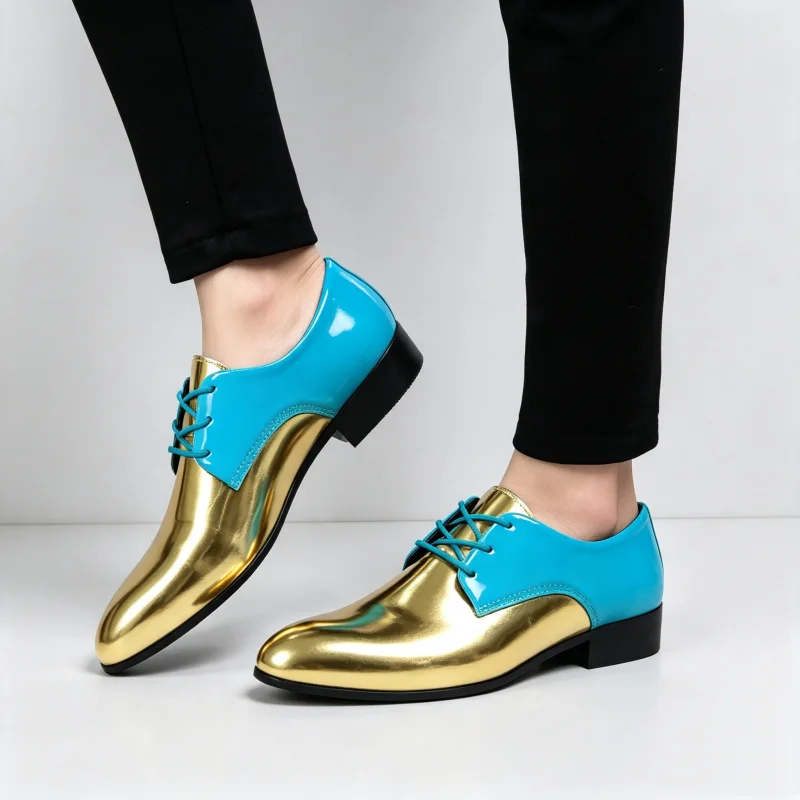 Large Size 40-50 Men Casual Leather Shoes Multi Colored British Lace Up Comfortable Business Office Shoes Wedding Banquet Shoes