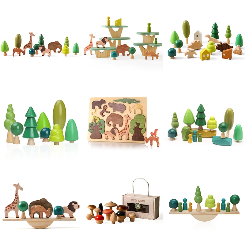 

Baby Montessori Toys Artificial Forest Building Blocks Display Toys Balanced Educational Game For Newborns Baby Room Decoration