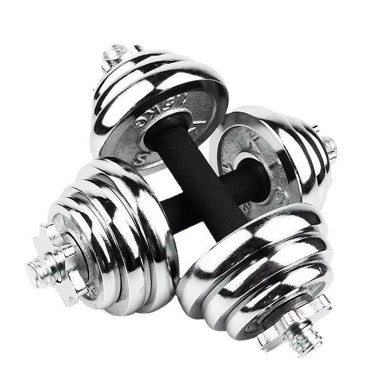 Adjustable Cast Iron Silver Dumbbell and Barbell Set Weight for Home Fitness Training Durable Professional Gear New Arrival