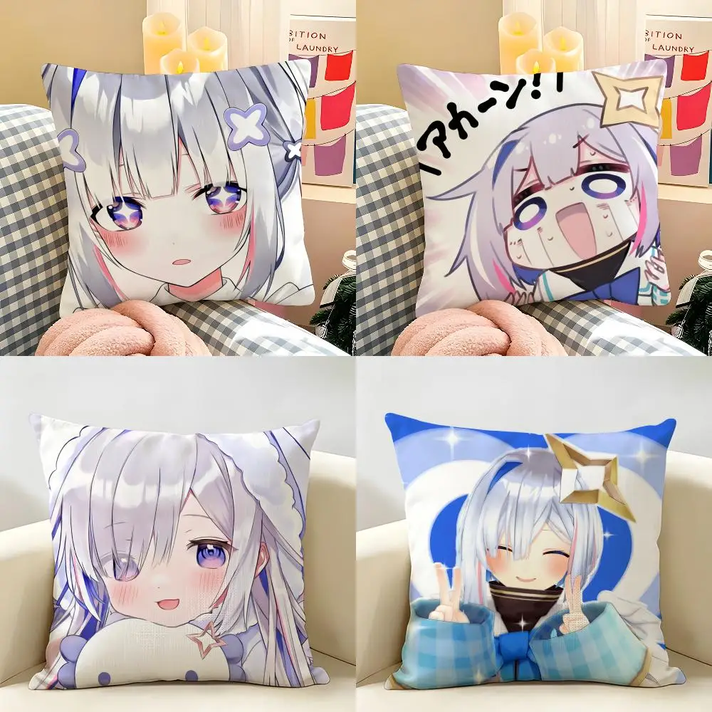 Amane KanataS Cute Cushion Cover Natural Linen Organic Fabric Double-Sided Printing Room Sofa Decor Pillow Case