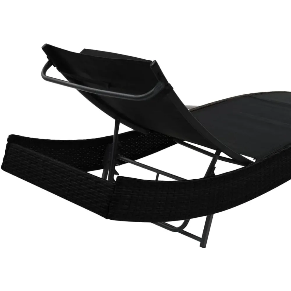 Espreguiçadeira com Almofada Poly Rattan Preto