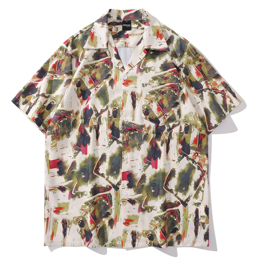 Tie Dyeing Full Print Hawaiian Shirts Men Women Thin Material Vintage Men's Shirt Male Top