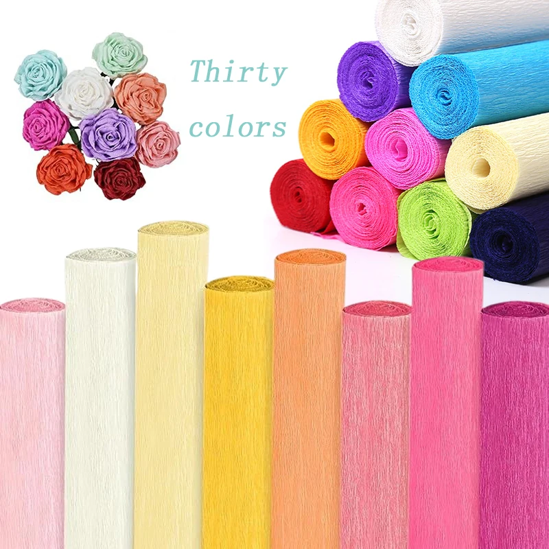 5Pcs 50X250cm Colored Crepe Paper Handmade Roll Origami Crinkled Crepe Paper Craft DIY Flowers Decoration Gift Wrapping Paper