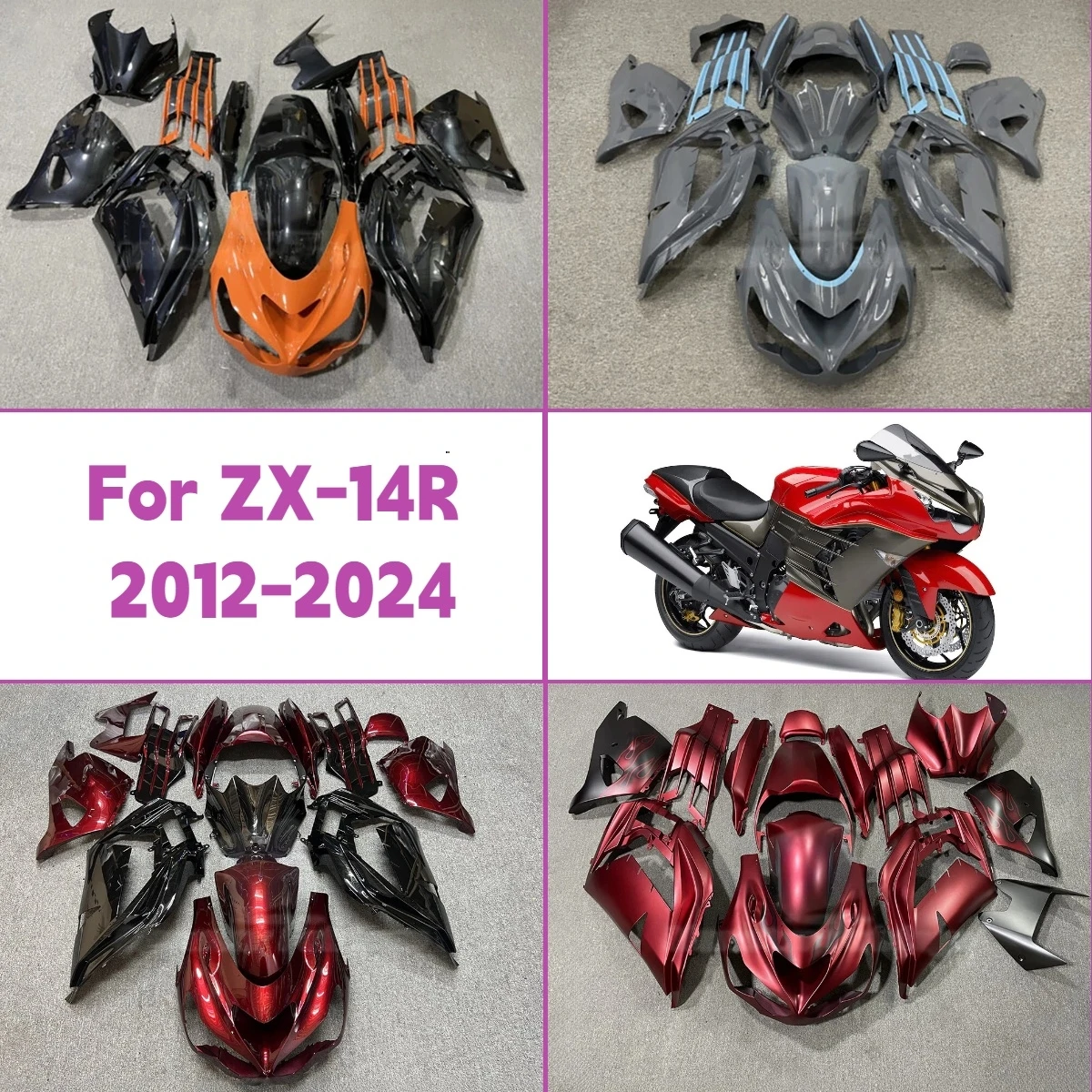 

Комплект окрашенных обтекателей из АБС-пластика для Kawasaki ZX-14R 2012-2024, литье под давлением