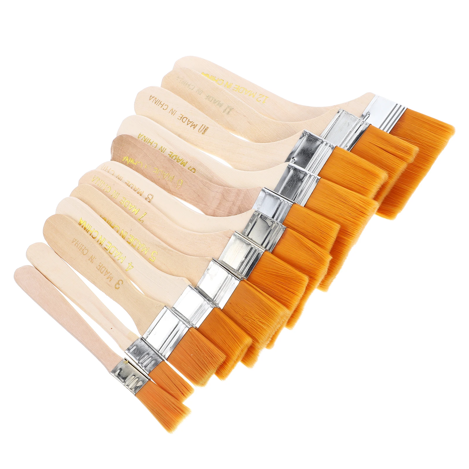 

1Set Flat Nylon Hair Wooden Penholder Brush Set Durable Practical Oil Acrylic Painting Drawing Glue Dust Cleaning Orange