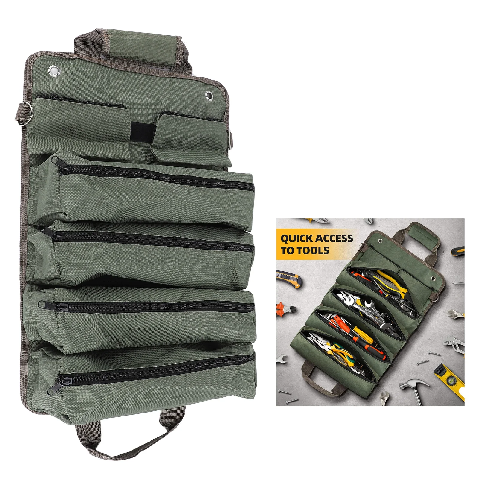 オックスフォード生地ロールツールバッグ多目的オーガナイザーバケツハンドバッグカーキットラップロール収納ケースツールオーガナイザー