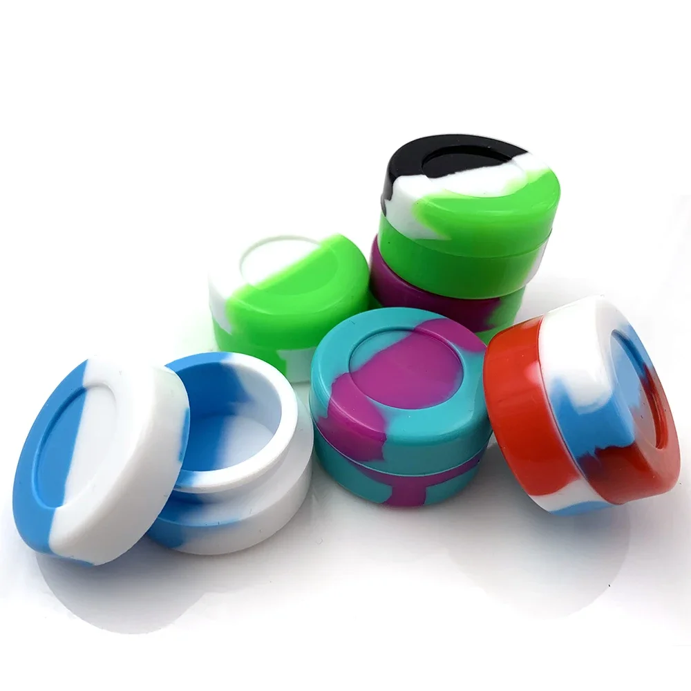 5PCS Silicone Container 2ML 3ML 5ML Jar Storage Box Mix Colors Nonstick Concentrate Containers Jars Oil Wax Case