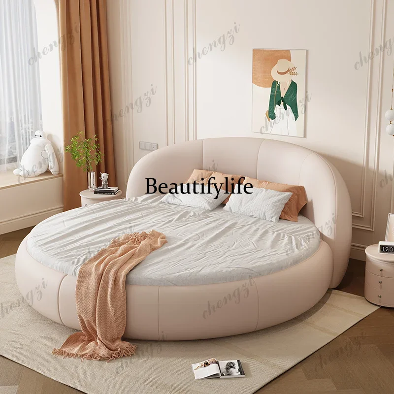 X188  Round Design Double Bed Sleeping Safe Modern Space Saving Headboards Bed Girls Queen Letto Matrimoniale Lounge Suite