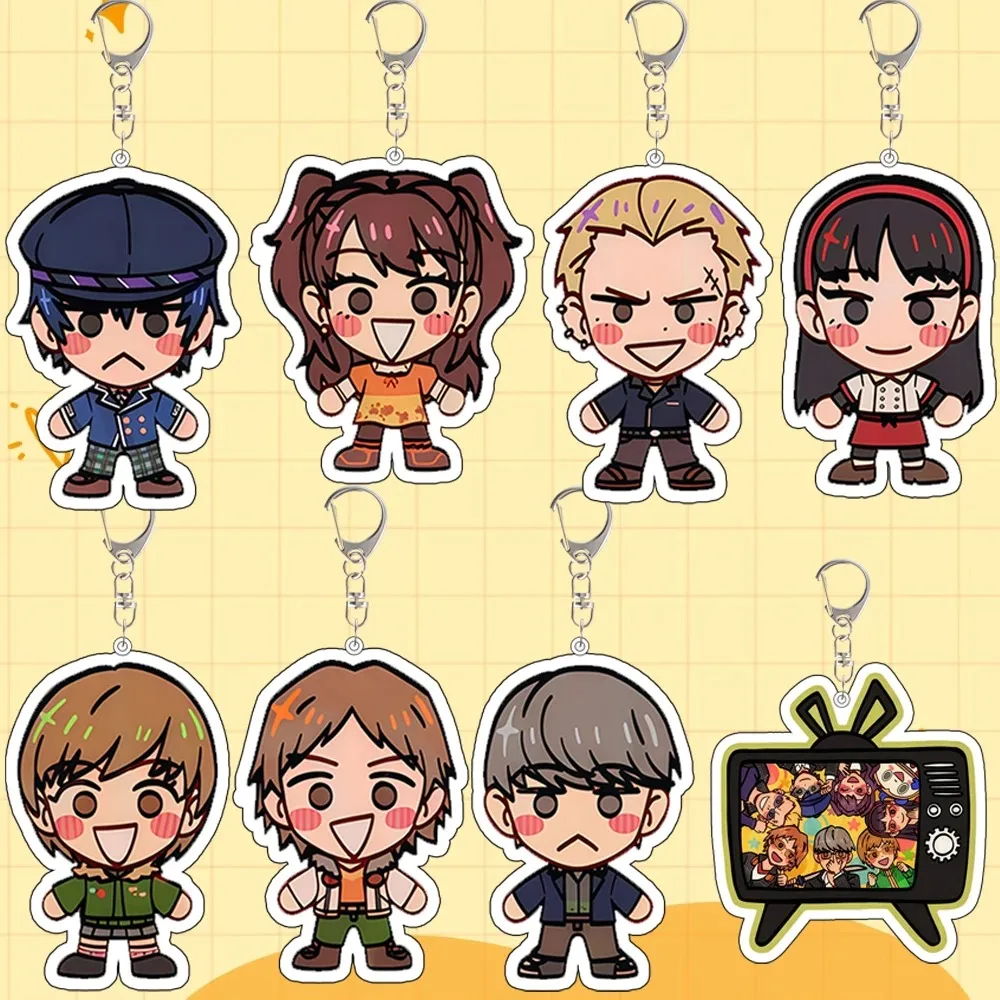 Llavero Acrílico Personalizado de Anime y Videojuegos de Persona (Chie, Yukiko, Kanji, Naoto, Yu, Adachi), Colgante Lindo para Mochila, Regalo