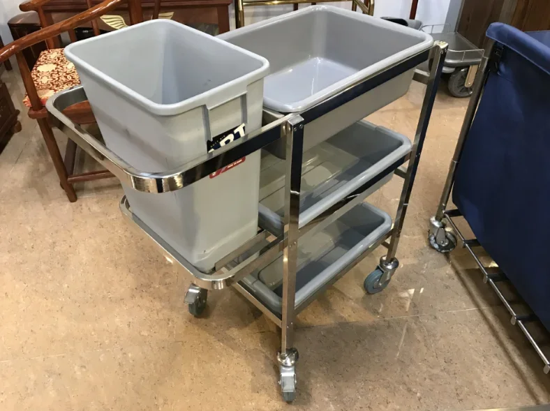 High-end Restaurant Catering Service Plastic Tray Trolley Hotel Dish Collecting Cart kitchen Plate Collect Cleaning Trolley