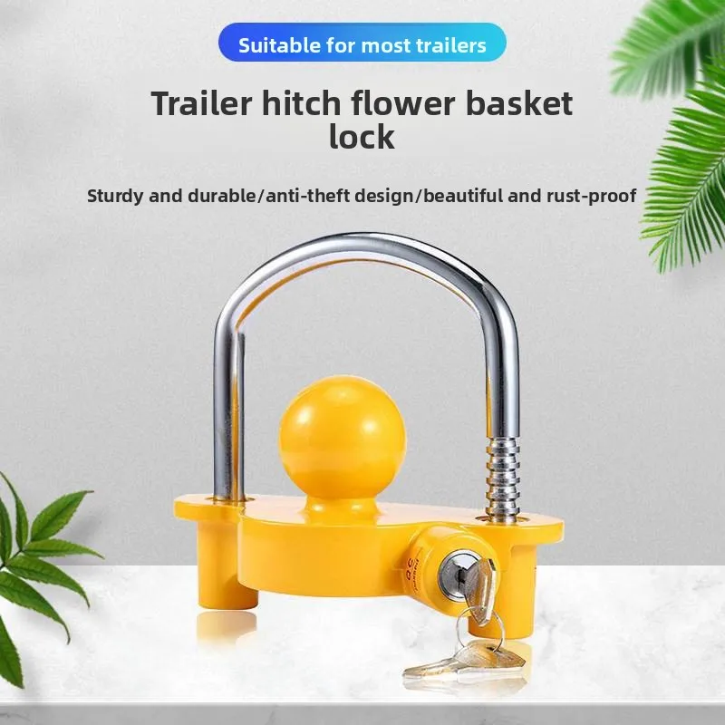 Trailer Hitch Coupler Lock, Adjustable Aluminum Alloy U Shape Tongue Latch with Chrome Finish, Anti Theft Security for RV Boat