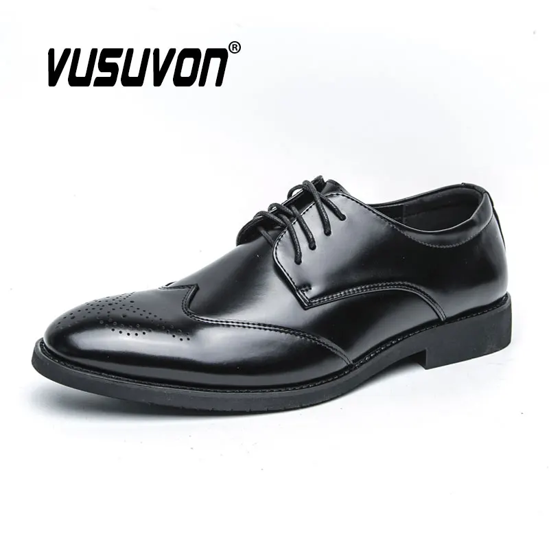 Men Derby Shoes Fashion Dress Classic Black Loafers Causal Business Footwear For Party Big Size 38-46