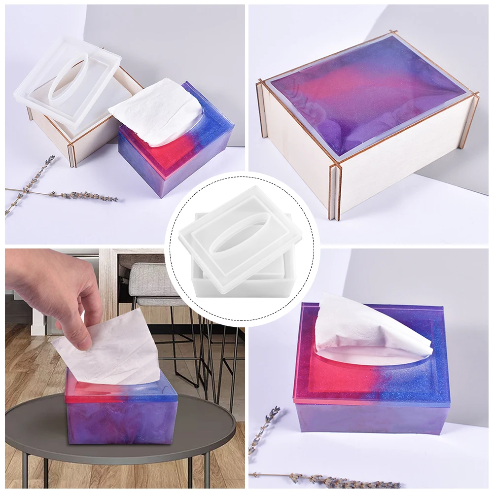 

1Set Silicone Crystal Epoxy DIY Tissue Box Mold Storage Organizer Casting Mould Tissue Box Mold DIY Handicarft Gift