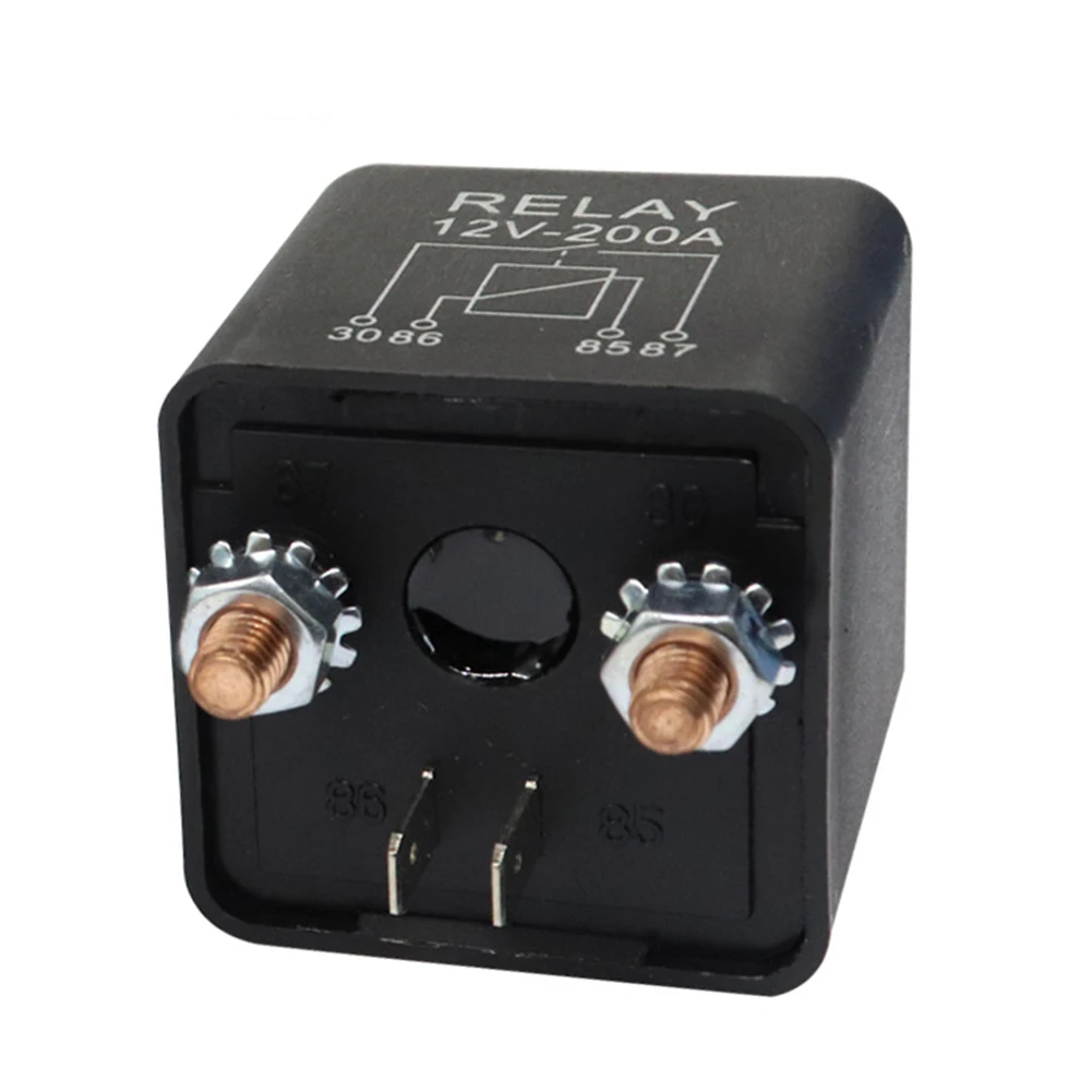 

Автомобильное реле SPST 4-контактное, стабильное, для тяжелых условий эксплуатации, 12В/24В, 200А, черное, для стартера автомобиля, практичное