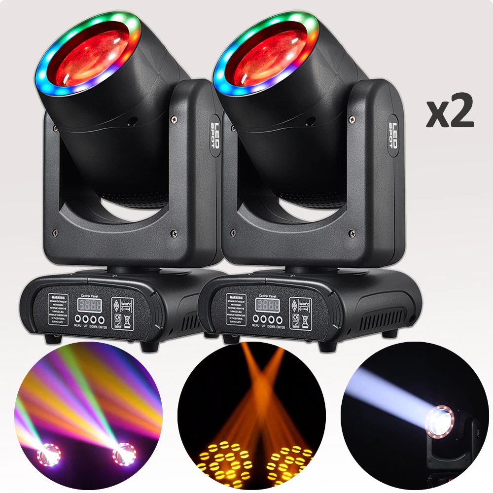 2Pcs/lot 120W LED Moving Head Stage Effect Lighting For Dj Disco Party Night Club Wedding Beam Spot DMX512 Sound Modes Fixture