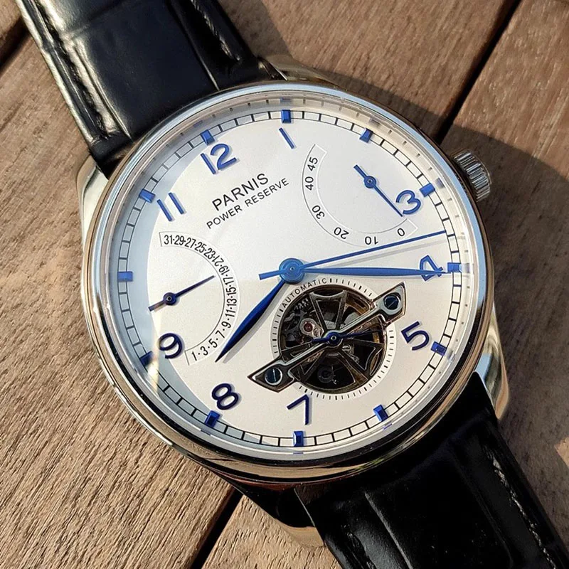 ساعة بارنيس الميكانيكية Seagull ST25 عيار دولاب الموازنة يطير باك تلقائيًا تعرض أعمال الرجال