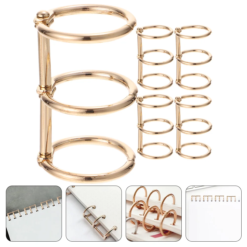 

5 Pcs Notebooks Folder Ring Loose Leaf Binder Rings Metal Articulated 3-rings Alloy Scrapbook Golden