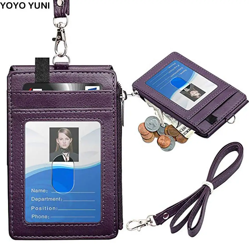 

with Neck Lanyard Anti-theft RFID Blocking Waterproof ID Card Case Employee ID Cover Credit Card Holder Name Badge Holder