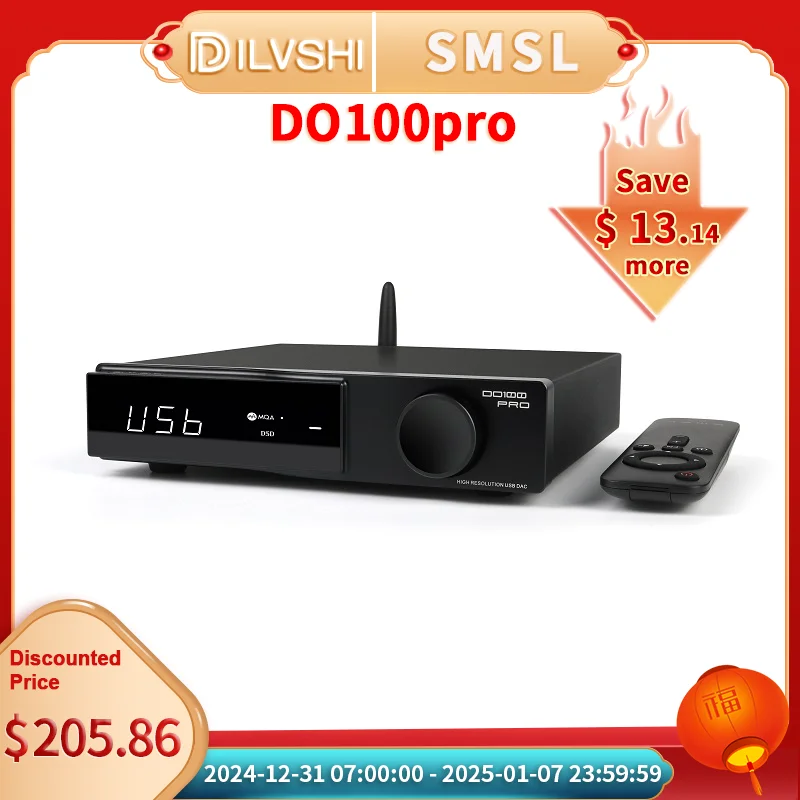 SMSL DO100 PRO MQA DAC Dual ES9039Q2M Audio Decoder Bluetooth5.1 High-end Dual OPA16128*6 op-amps Digital DAC HDMI-ARC DO100pro