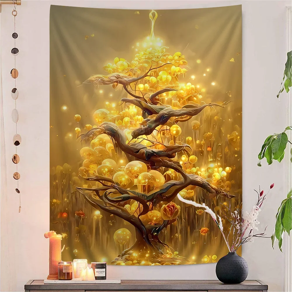 Money Tree Tapestry  Soft Microfiber Material  Wealth Symbol Vibrant Design Wall Decor  Perfect for Home Office  Prosperity Art