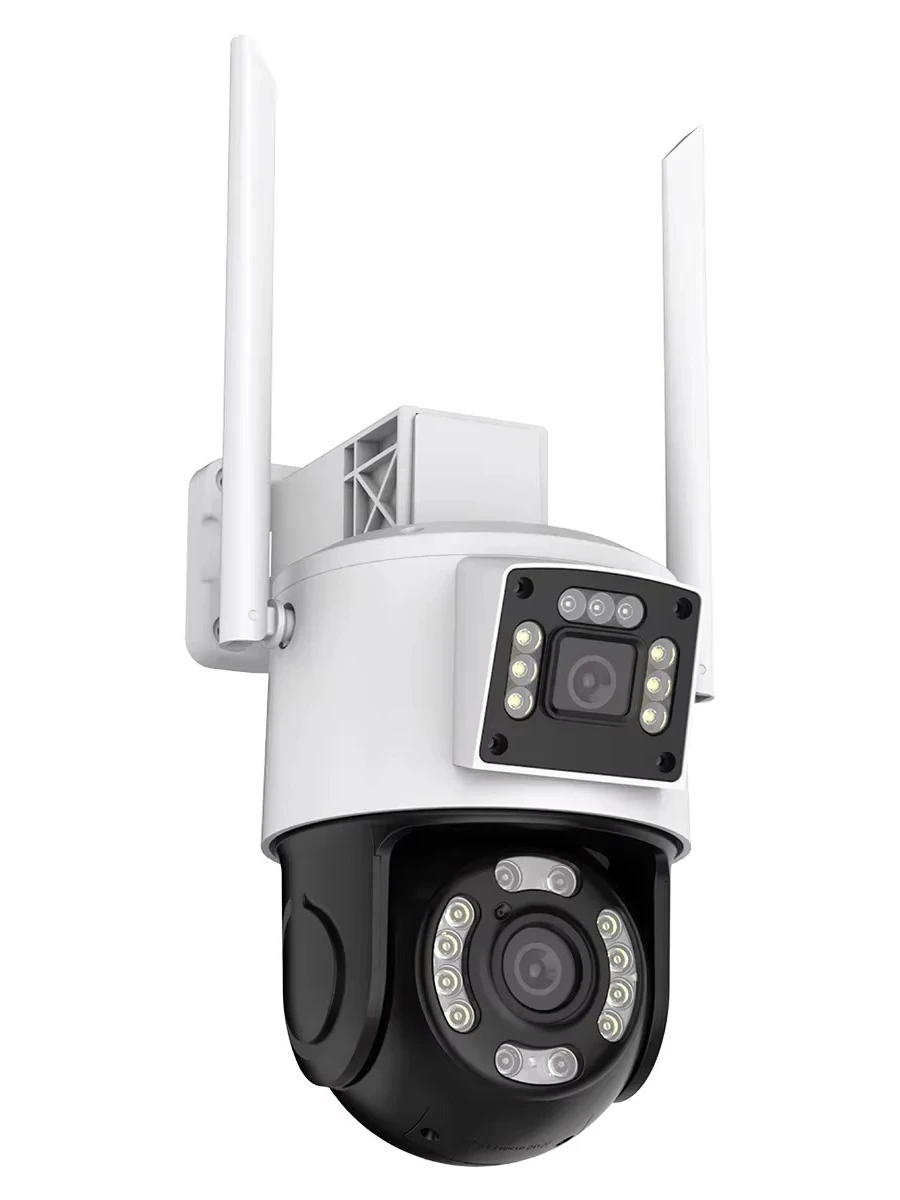 

Беспроводная поворотная камера видеонаблюдения с двумя объективами, 5 Мп CMOS-сенсором, Wi-Fi, обнаружением движения, двусторонней аудиосвязью и ночным видением для наружного использования