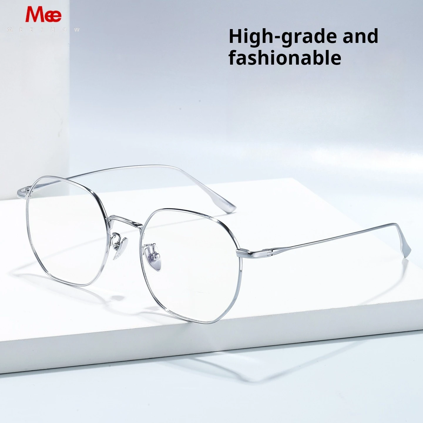 MEESHOW Lightweight Titanium Frame Blue Light Blocking Glasses for Women Stylish Polygon Eyewear
