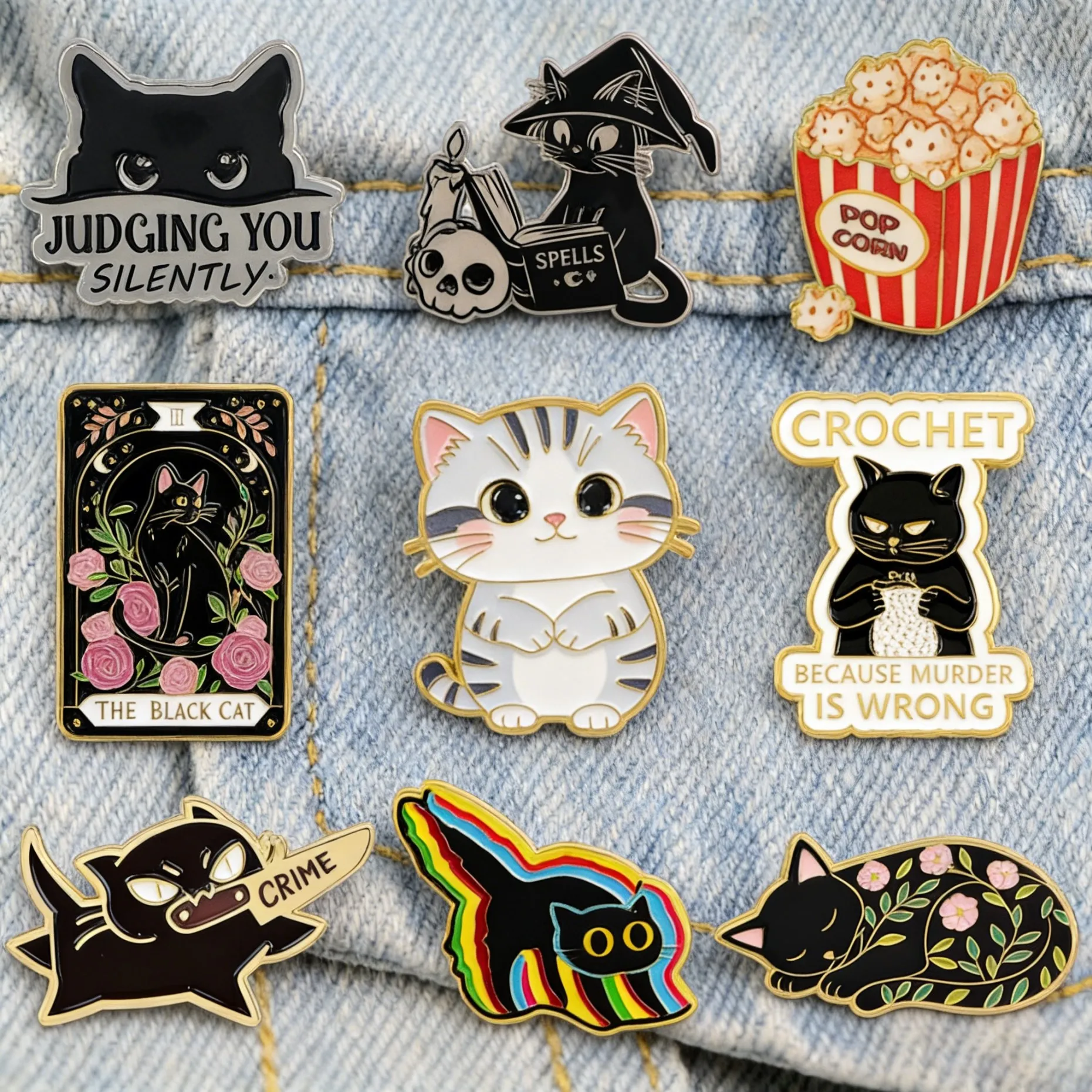 Funny Cat Enamel Pins Cute Cats Lover Lapel Brooches Cartoon Badges for Backpacks Hats Jackets Fashion Gifts for Men Women