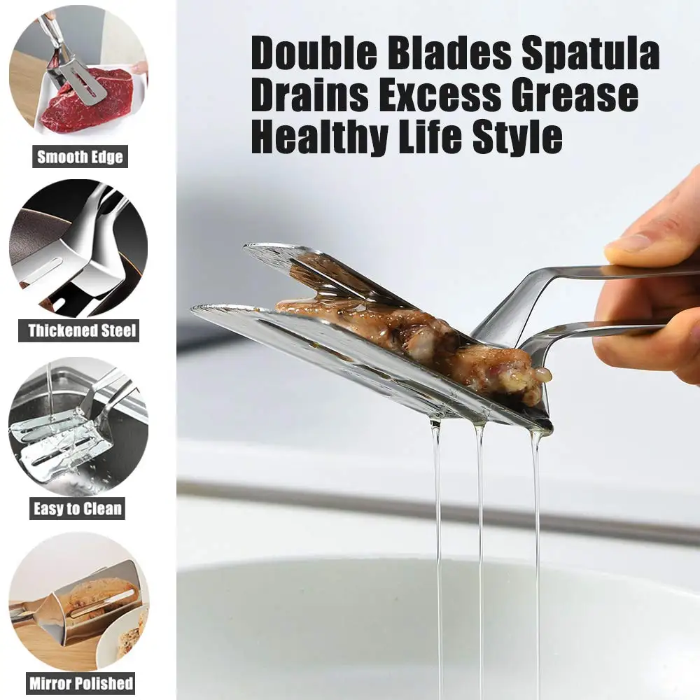 1/2/4 قطعة مقاطع شريحة لحم من الفولاذ المقاوم للصدأ ملعقة متعددة الوظائف على الوجهين ملقط الطبخ للأسماك اللحوم البيتزا أدوات المطبخ الخبز #5