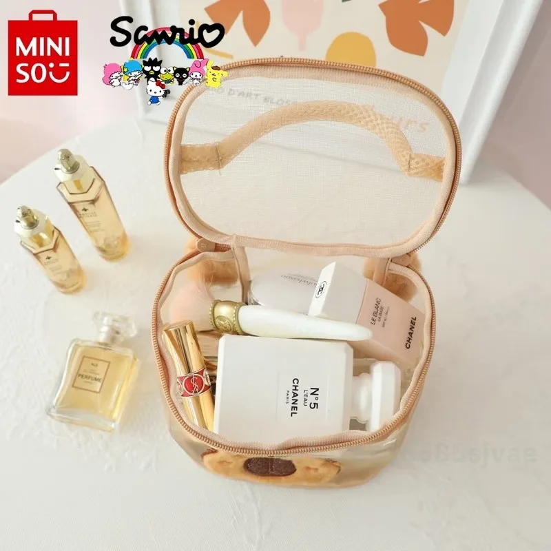 Miniso 2024 Новая женская косметичка модная Высококачественная сетчатая дорожная сумка для хранения мультяшная универсальная многофункциональная сумка