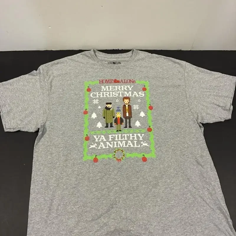 HOME ALONE Merry Christmas YA Filthy Animal T Shirt Grey Knit Look 2XL Pixel