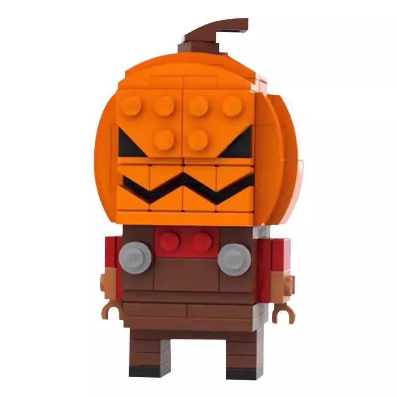 Horror Pumpkin Man Brickheadz Lantern Building Block Suit with Box and Light Kit Children Halloween Gifts