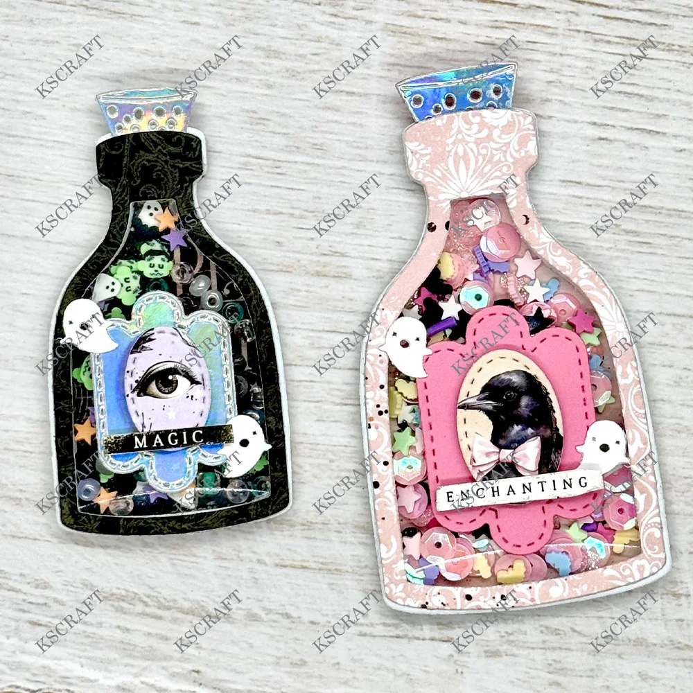 KSCRAFT Halloween Bottle Shakers Cutting Dies Stencils for DIY Scrapbooking Decorative Embossing DIY Paper Cards