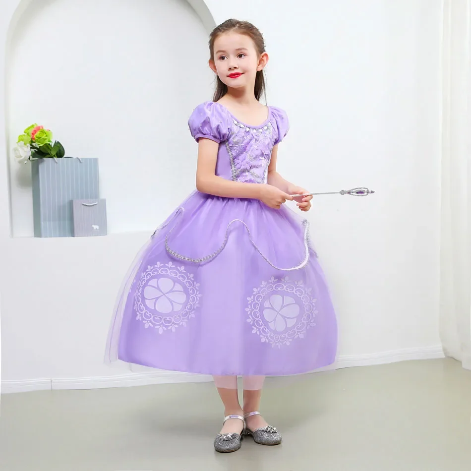Girl Sophia Photography First Anime Costume Girls Princess Dress Floral Appliques Ball Gown Kids Carnival Sofia Cosplay Robes