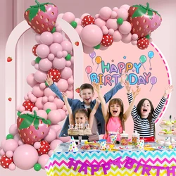 Balloons Strawberry Theme Foil Matte Baloon Garland Arch Kit Fruit Balloons For Kids Birthday Party Baby Shower Decoration Globo