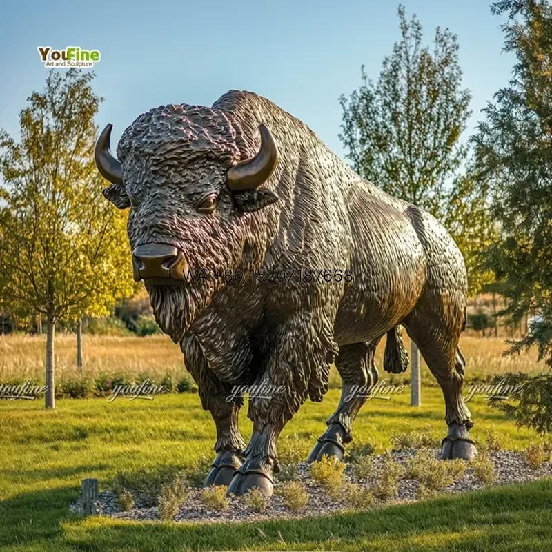 Wmwmnu Bronze American Bison Statue Custom Wildlife Sculpture for Ranch Home Decor Outdoor Garden Art Figurine Gift for