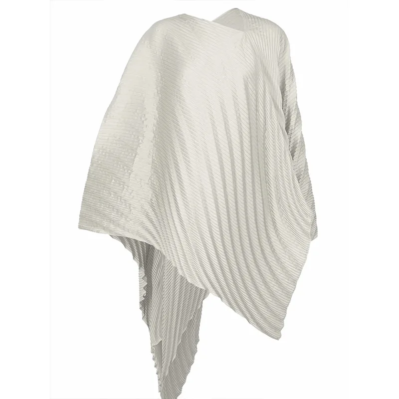Pleats Pleated Jacket 2024 Fall New Short Jacket Women Fashion Solid Color Design Sense Irregular Mid-length Pleated Hoodie