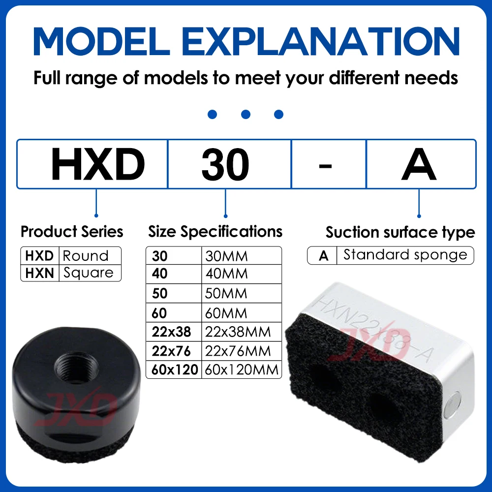 JXD Manipulator Sponge Suction Cups HXD30/40/50/60-A and Mini Vacuum Grippers HXN60×120/22×38/76-A