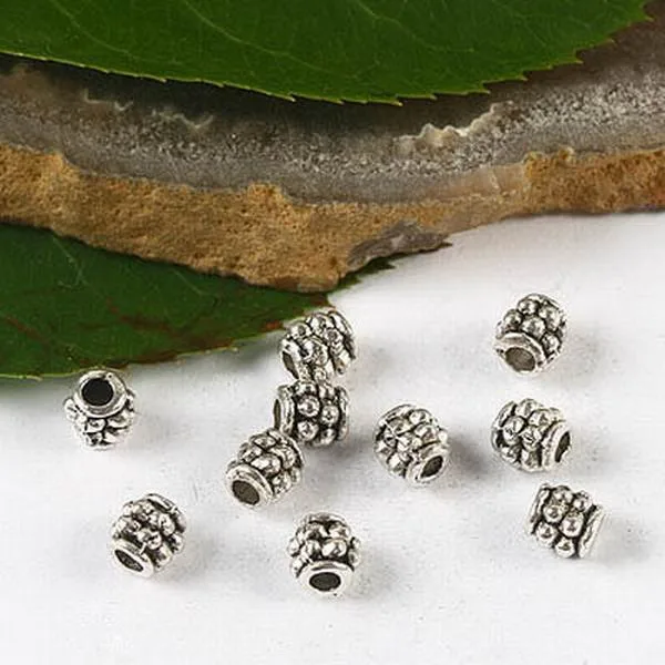 100 قطعة 4x3.7 مللي متر ثقب: 1.7 مللي متر الفضة التبتية رصع الكرة خزر عازل h2806