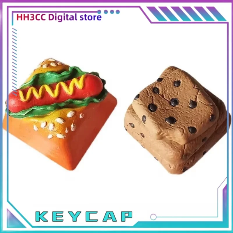 2024 New Personalized Food Keycaps Hamburgers Chocolate Cakes Cookies Gourmet Toys Cross Axis Mechanical Keyboard Resin Keycaps