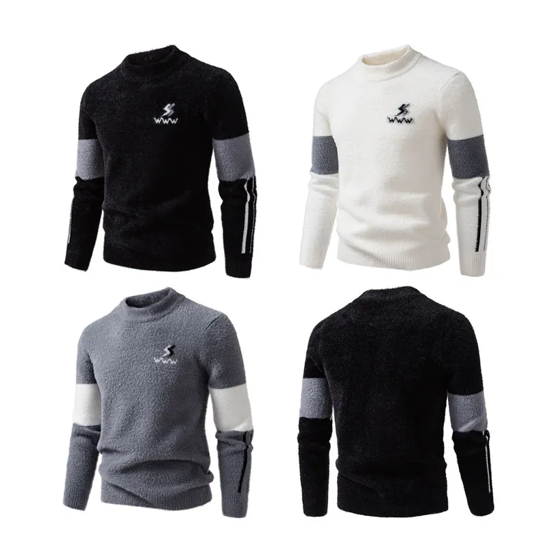 

2025 Youth Men's Knitted Large Size Sweater Casual Faion Urban Sle Long Sve f High Collar Polyester Nylon Blend