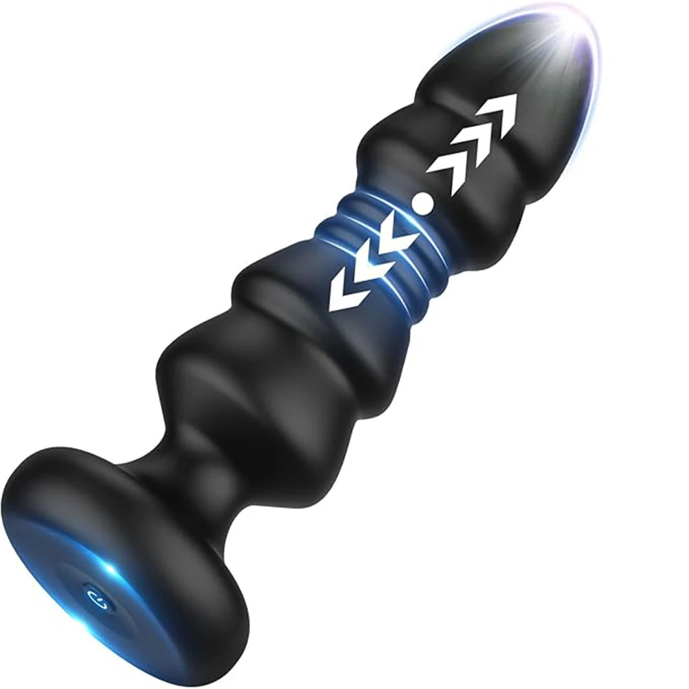 Thrusting Butt Plug Vibrator Anal ลูกปัดชาย Prostate Massager Telescopic Vibrating Anal Plug Stimulator เพศของเล่นสําหรับผู้หญิงผู้ชาย